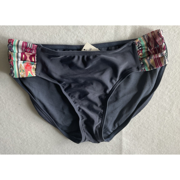 Art Class Girls' Two Piece Gray Teal Gold Stripe Tankini Top & Bottom XL 10/16 - Picture 3 of 7